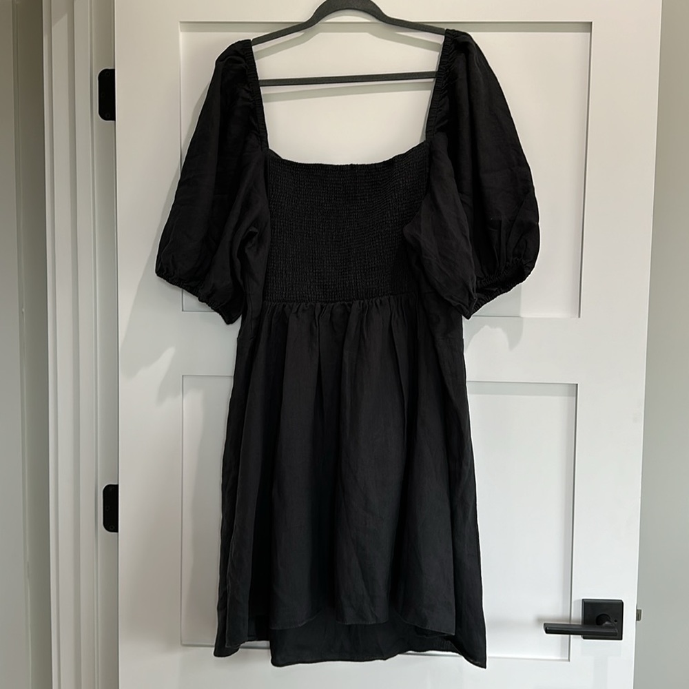 New The Drop Women’s Nala Twist front Black dress 3X 100% Linen Machine Wash… - Picture 4 of 5